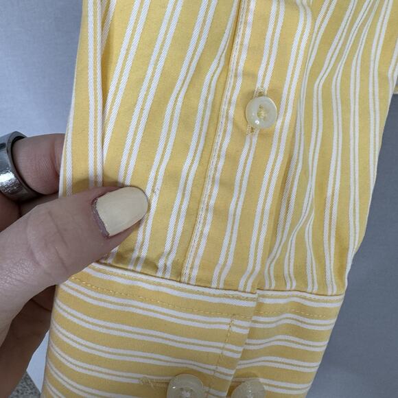 Ruehl 925 Mens Shirt Medium Yellow 100% Cotton Striped Oxford Prep Y2K Old Money - Picture 10 of 15